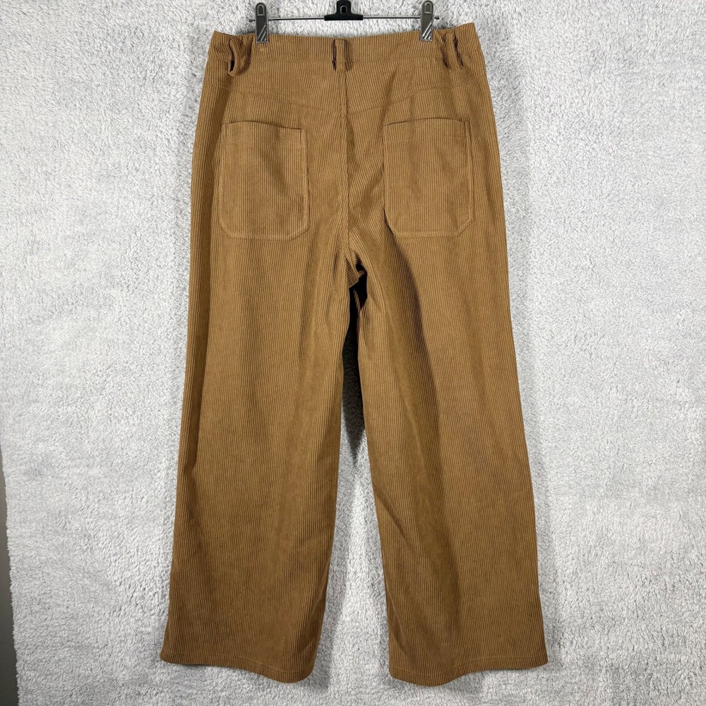 NEW Halara High Waisted Corduroy Casual Baggy Wide Leg Pant Size L Tan Comfort - Picture 6 of 6